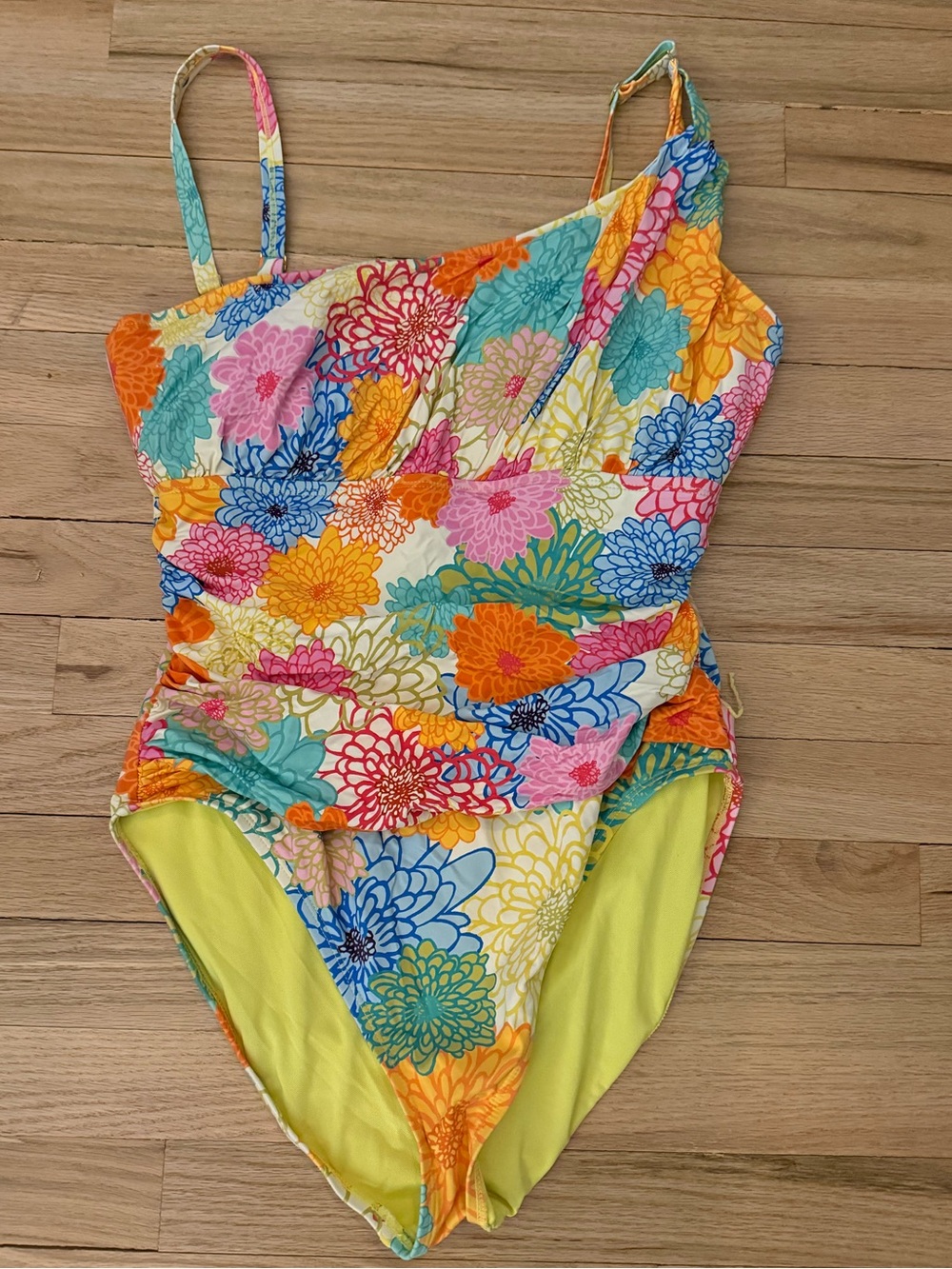 🌺Flattering Floral One-Piece Swimsuit - Multicolor, Ruching, Sz 12. Bleu by Rod